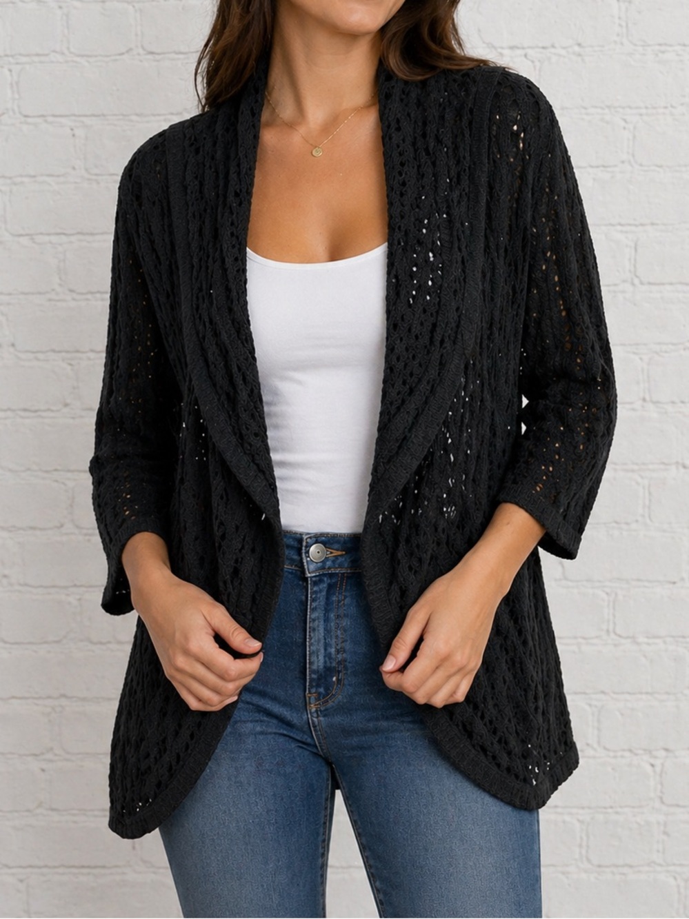 NY Collection Open Knit Cardigan